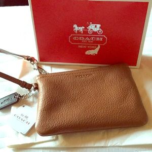 Coach Brown Leather Wristlet